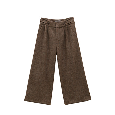 秋壳时尚春装 复古英伦风拉链呢料7分裤