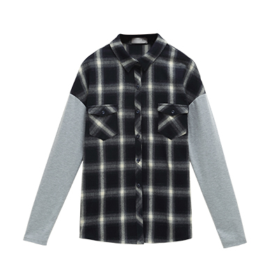 秋壳春装 针梭长袖衬衣