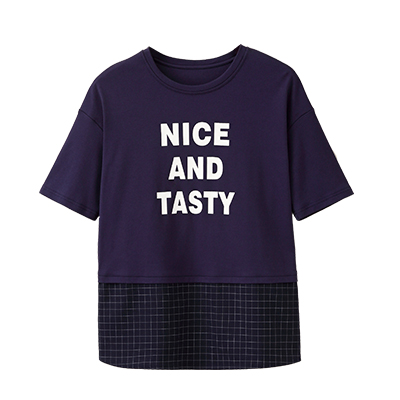 秋壳夏装 个性短袖拼接T恤