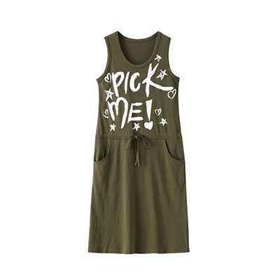 秋壳夏 印花中长款涂鸦连衣裙