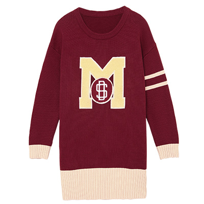 秋壳春装 落肩毛巾绣撞色个性时尚毛衣