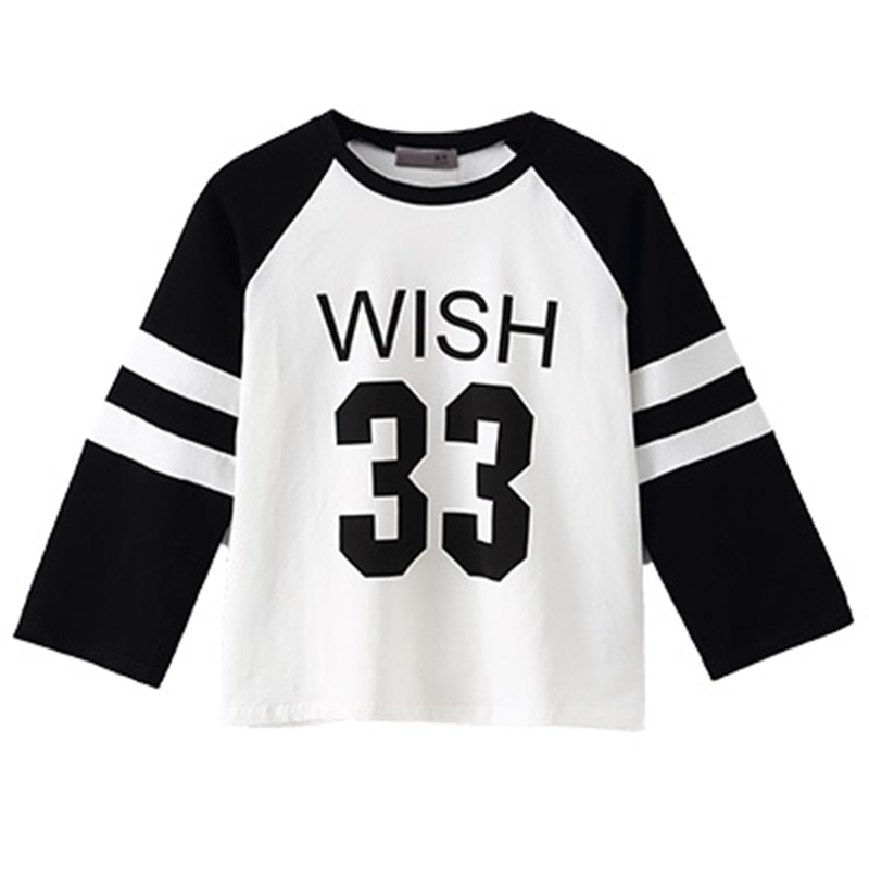 秋壳2019夏 活力运动风数字印花长袖T恤