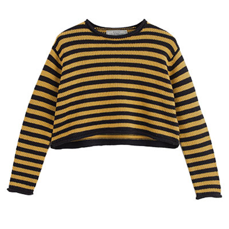 秋壳2019春装 条纹短款套头毛衣