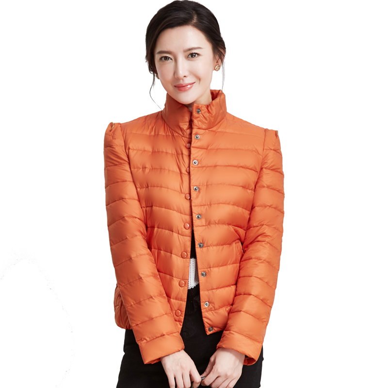 鸭鸭 新款女装韩版修身羽绒服女立领冬季短款时尚羽绒服B-361(水绿)