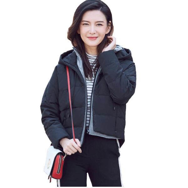 鸭鸭 秋冬新款女装连帽短款时尚面包服加厚休闲羽绒服女B57662
