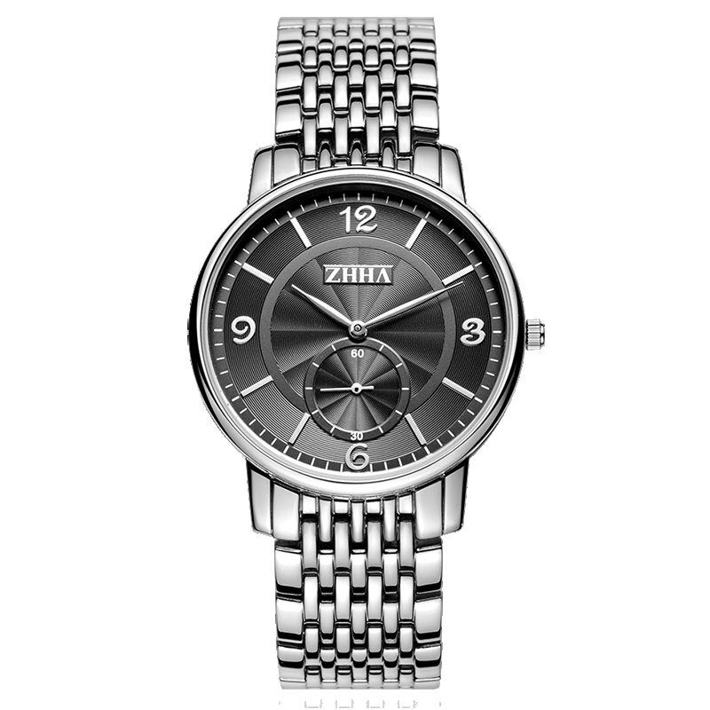 致豪（ZHHA）时尚运动系列 实心不锈钢带防水石英对表礼品腕表 独立秒针表面ZW-010