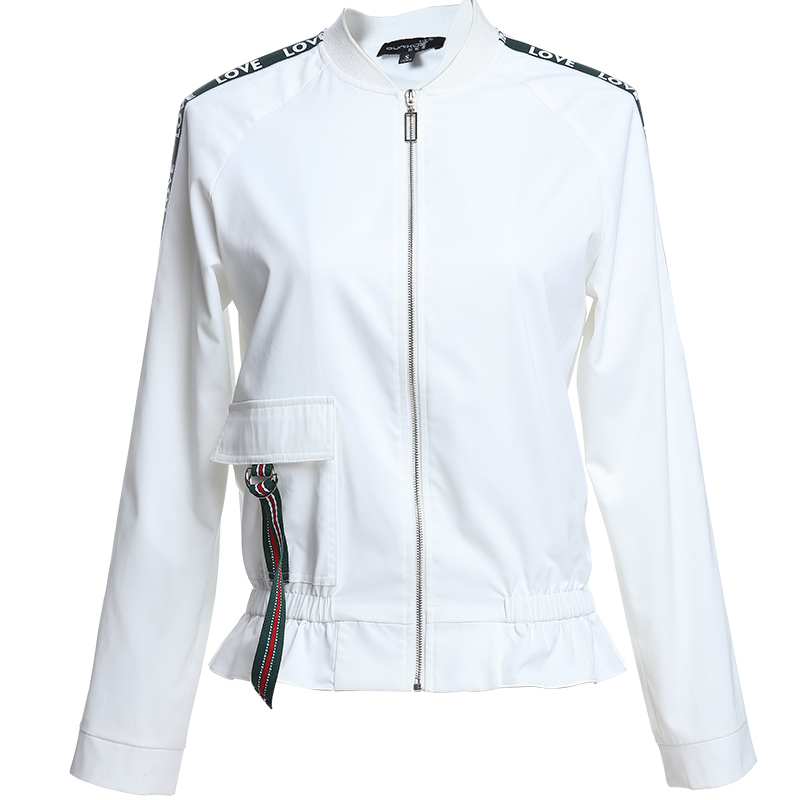 欧昵雪 短外套个性时尚秋简洁优雅上衣女装白色百搭夹克