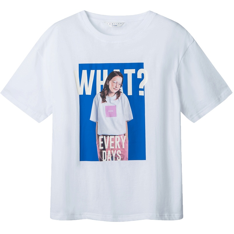 唐狮短袖T恤女2019夏季新款红韩版纯棉半袖百搭ins风T恤潮学生