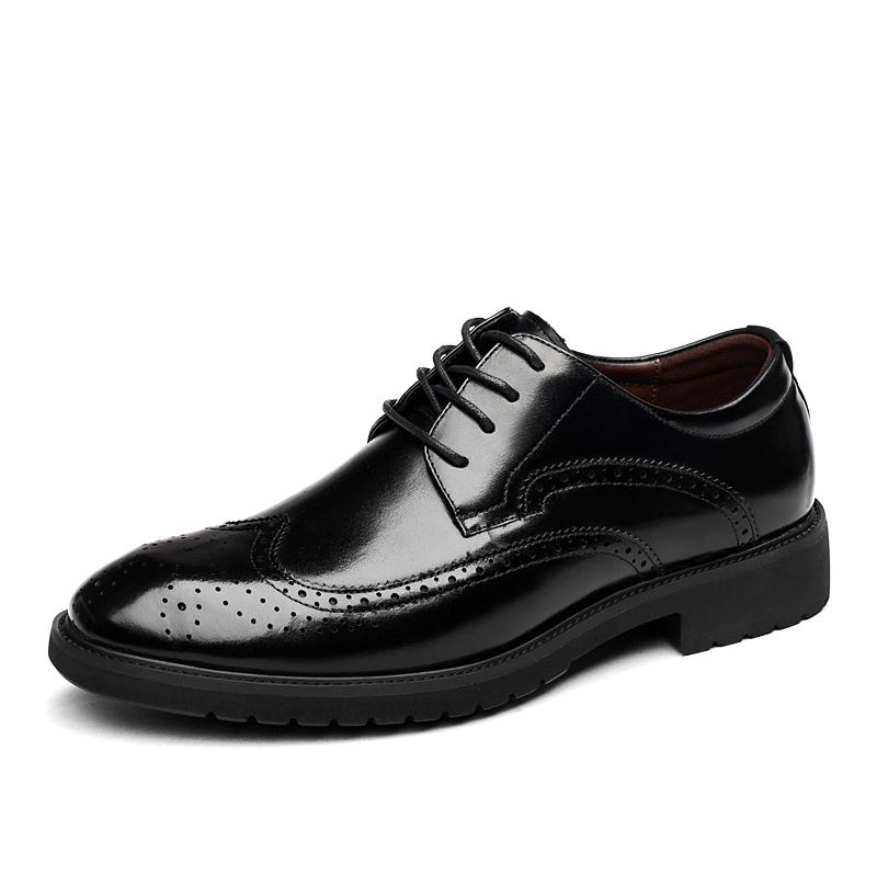 老人头男鞋牛皮舒适正装鞋百搭商务休闲鞋布洛克皮鞋