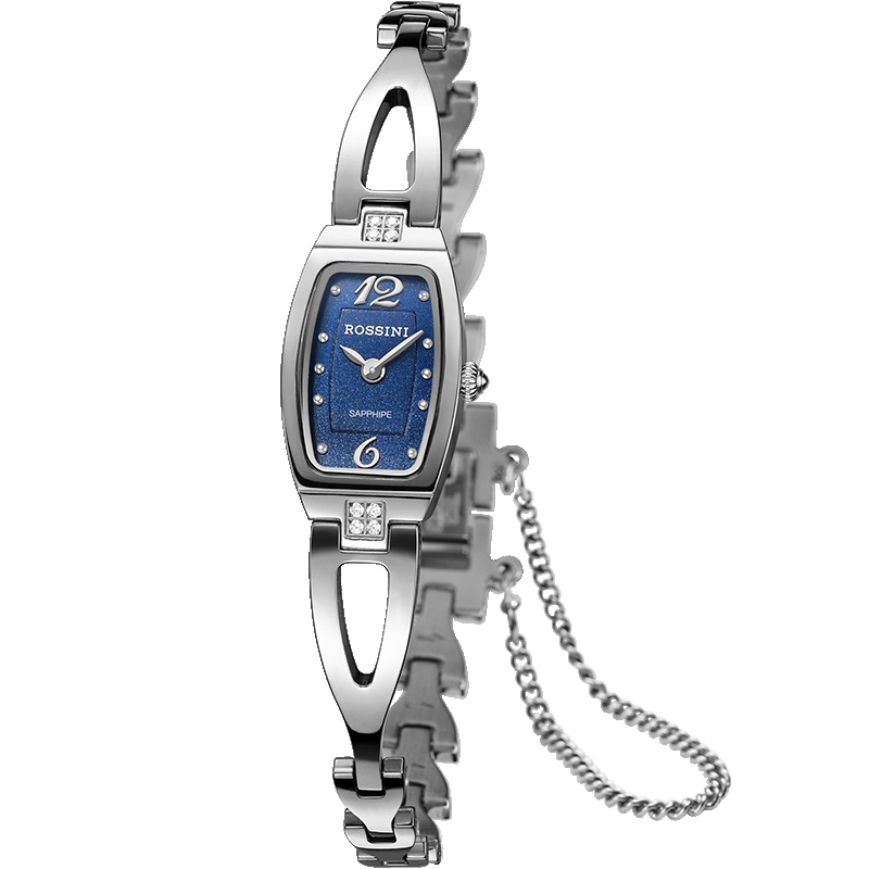 罗西尼(ROSSINI)手表时尚腕表休闲优雅精致小巧手链镶钻防水石英表 女士手表 棕盘镀金属金钢带女表1424