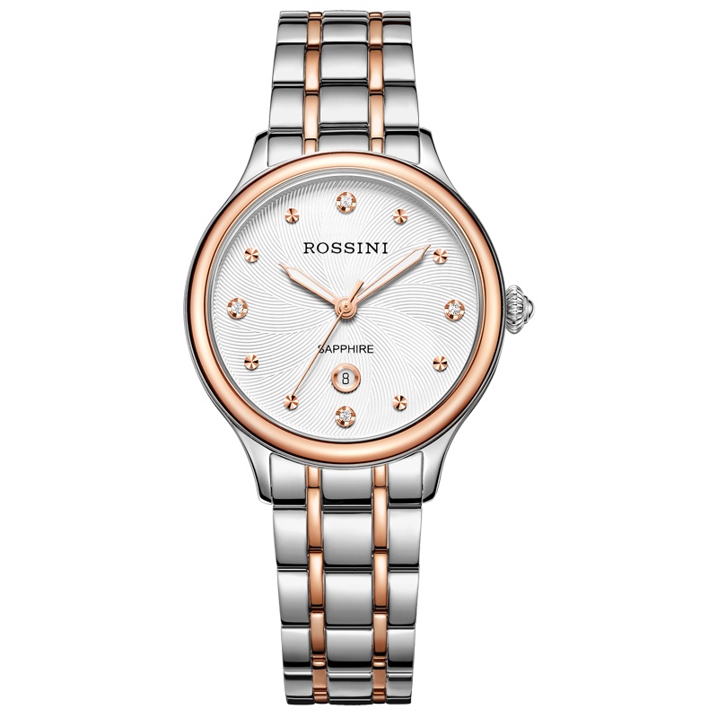 罗西尼(ROSSINI)手表钟表雅尊商务系列简约时尚腕表锆石日历石英表女士手表516734T01E