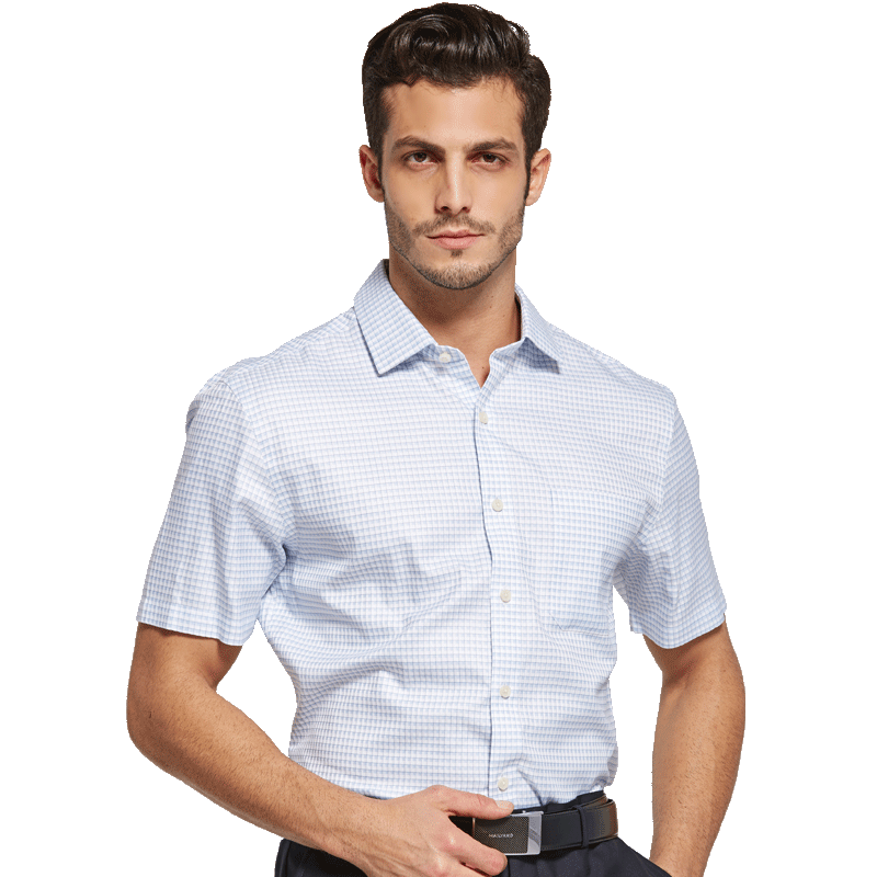 美尔雅（MAILYARD）短袖衬衫夏季新款 男式格子商务短衬 短袖格纹衬衣男 249