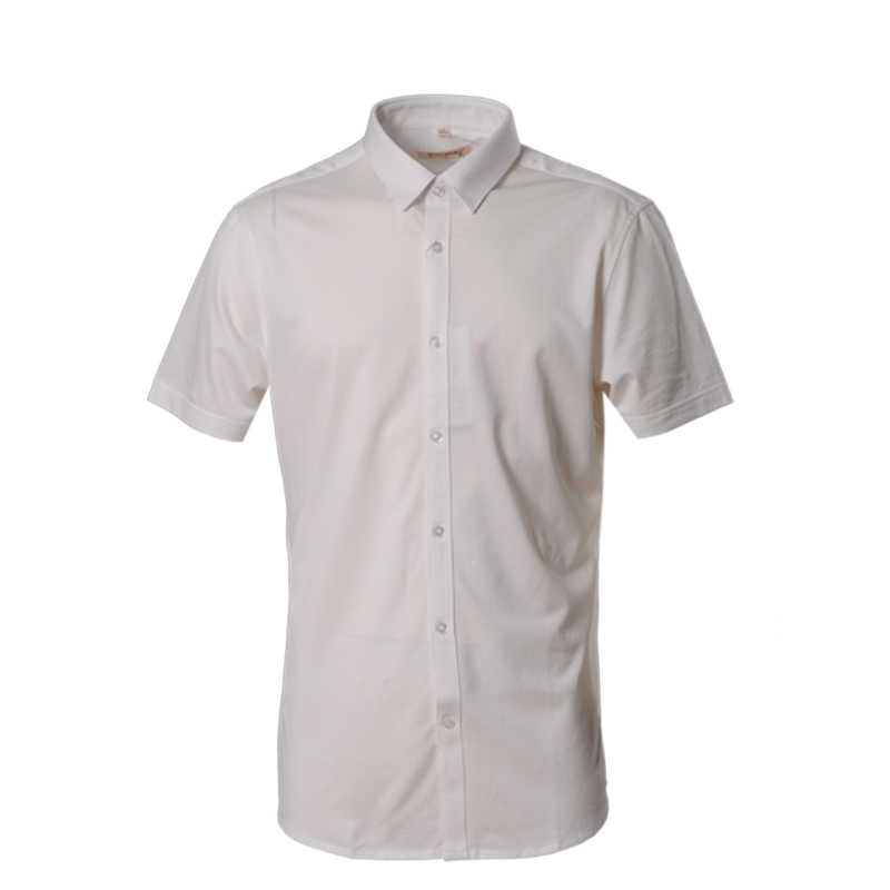美尔雅(MAILYARD)短袖T恤 纯棉商务男士衬衫 男式白色开衫T恤 323
