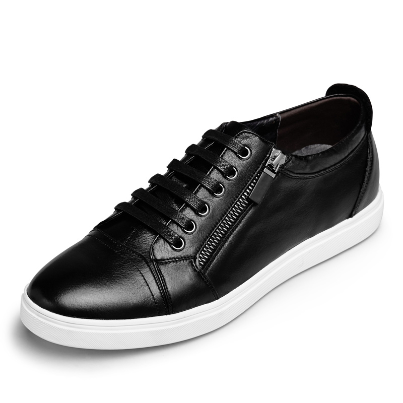 大洋洲袋鼠 个性侧拉链 真皮牛皮男鞋时尚休闲鞋