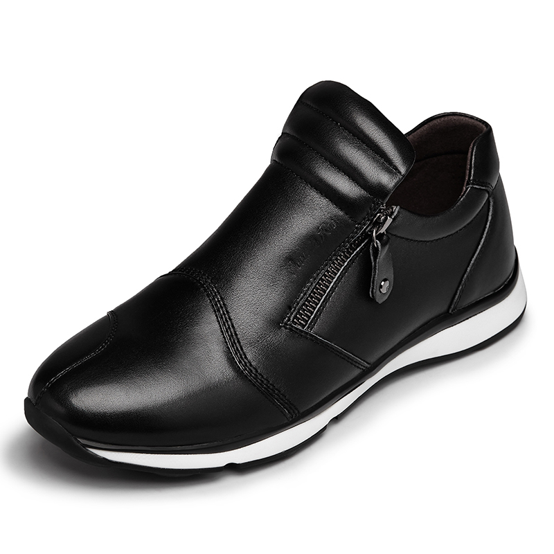 大洋洲袋鼠 个性侧拉链 真皮牛皮男鞋潮流男鞋休闲运动鞋