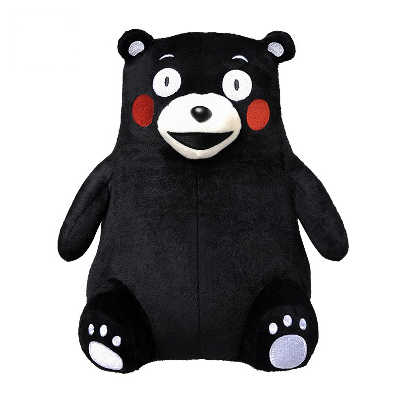 日本正版原装进口 酷MA萌(KUMAMON) 熊本熊公仔毛绒玩具熊布娃娃日本正品开心大笑表情玩偶玩具22cm 黑色