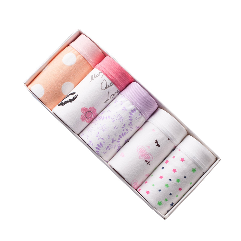 初愫糖果无痕性感大码棉质女士中腰三角内裤5条装