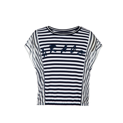 XG 夏季新款个性条纹百搭短袖T恤女 XD201027B605