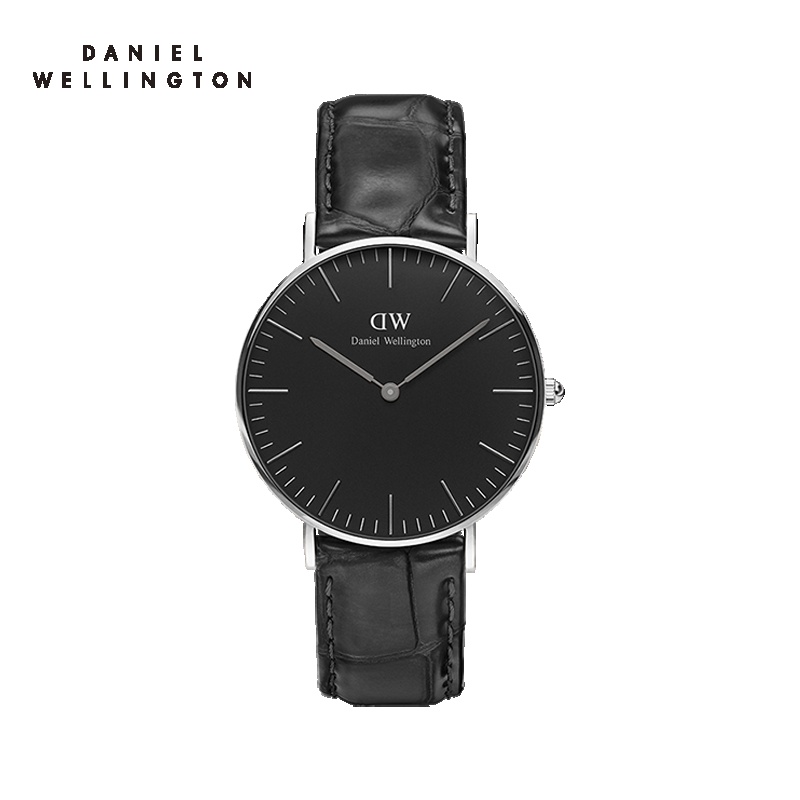 Daniel Wellington丹尼尔惠灵顿DW手表 时尚皮革表带黑色表盘女士腕表36mm 石英表