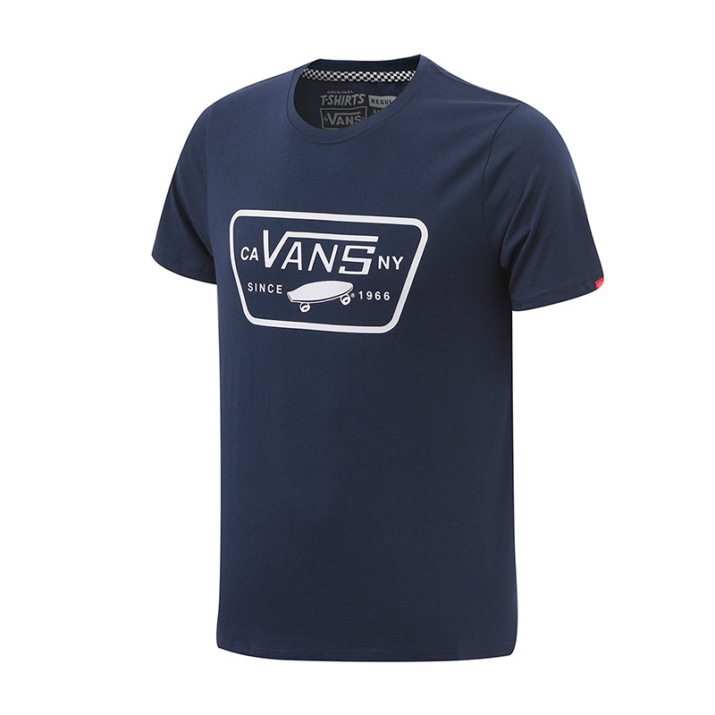 范斯Vans男装短袖T恤运动服运动休闲VN0A2YLELKZ 深蓝色 L