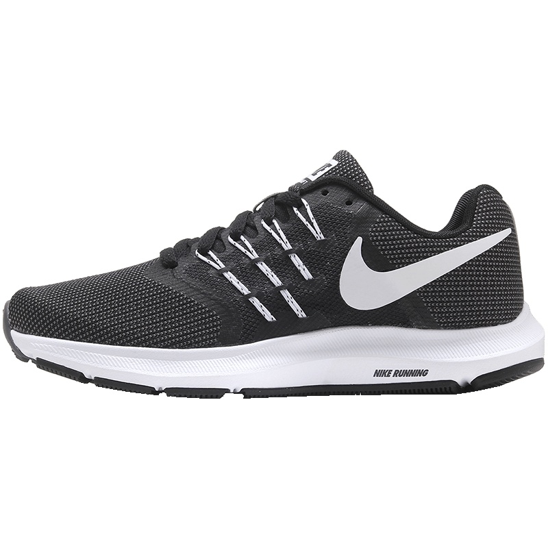 NIKE耐克女鞋跑步鞋RUN SWIFT基础飞线橡胶pho耐磨防滑休闲运动鞋909006 黑色