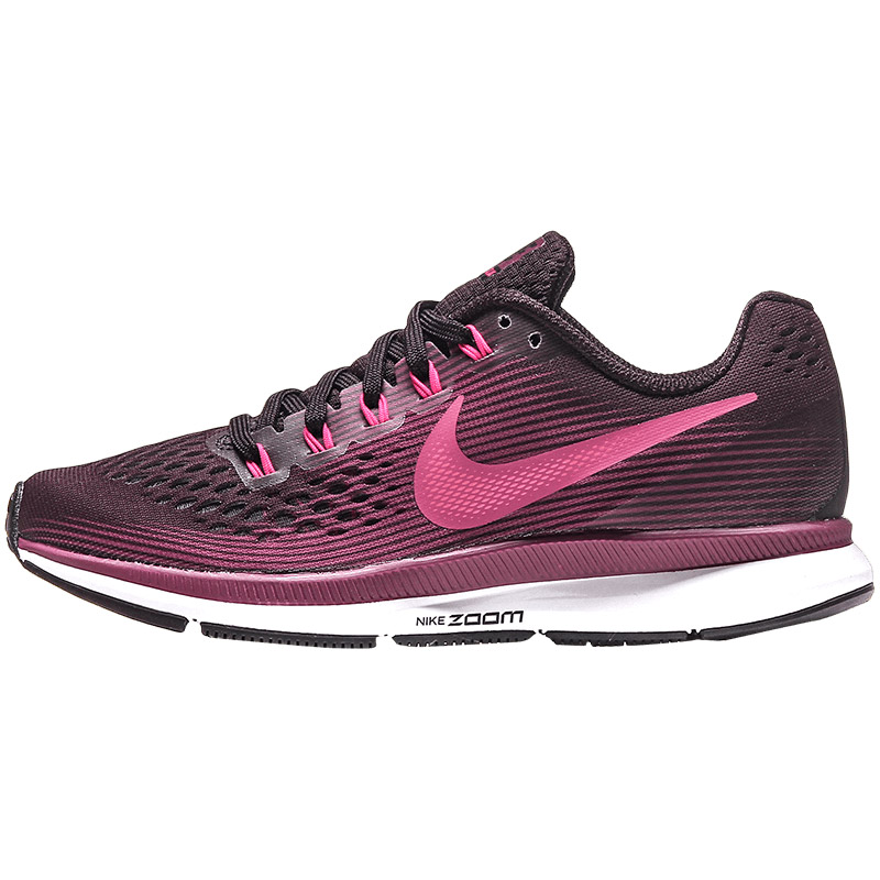 NIKE耐克女鞋春季新款AIRZOOM低帮运动轻便跑步鞋880560 酒红色 36