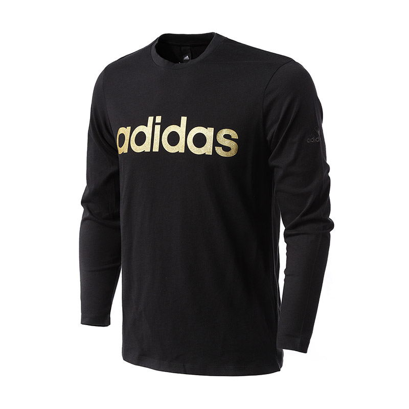 adidas阿迪达斯男子长袖T恤跑步休闲运动服CE0215 S 黑色