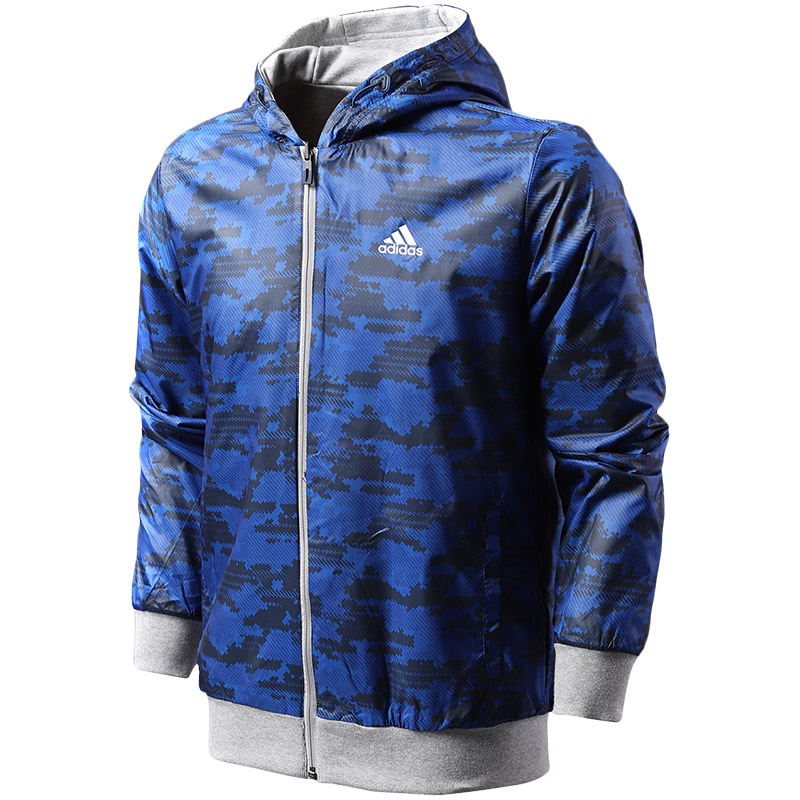adidas阿迪达斯男子外套夹克两面穿休闲运动服BQ5613 S 灰色