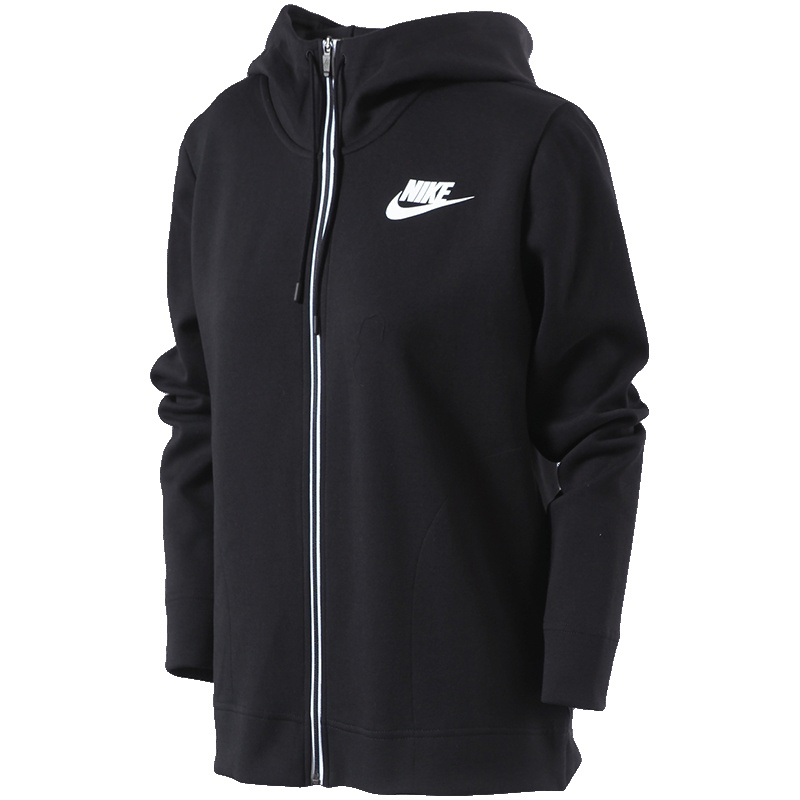NIKE耐克女装外套保暖连帽针织透气运动休闲夹克857417 L 灰色