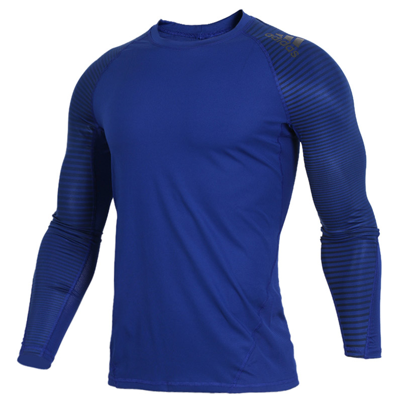 Adidas/阿迪达斯 男子上衣 运动训练紧身透气长袖T恤CF7275 CD7203 蓝色 XS