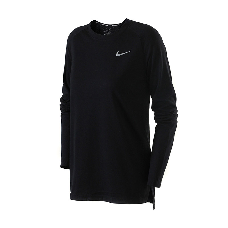 NIKE耐克女装长袖T恤透气跑步圆领上衣健身运动服890201 灰色 L