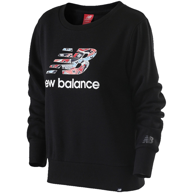 New Balance/NB女装长袖T恤休闲针织运动服AWT81570 黑色 S