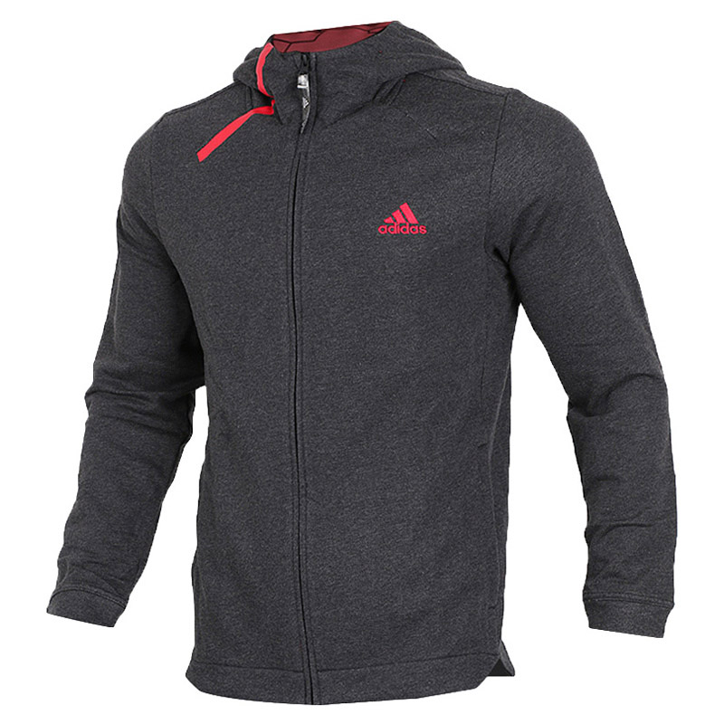 Adidas/阿迪达斯 男子运动服 运动休闲服针织连帽篮球夹克外套 CG0868 黑色 S