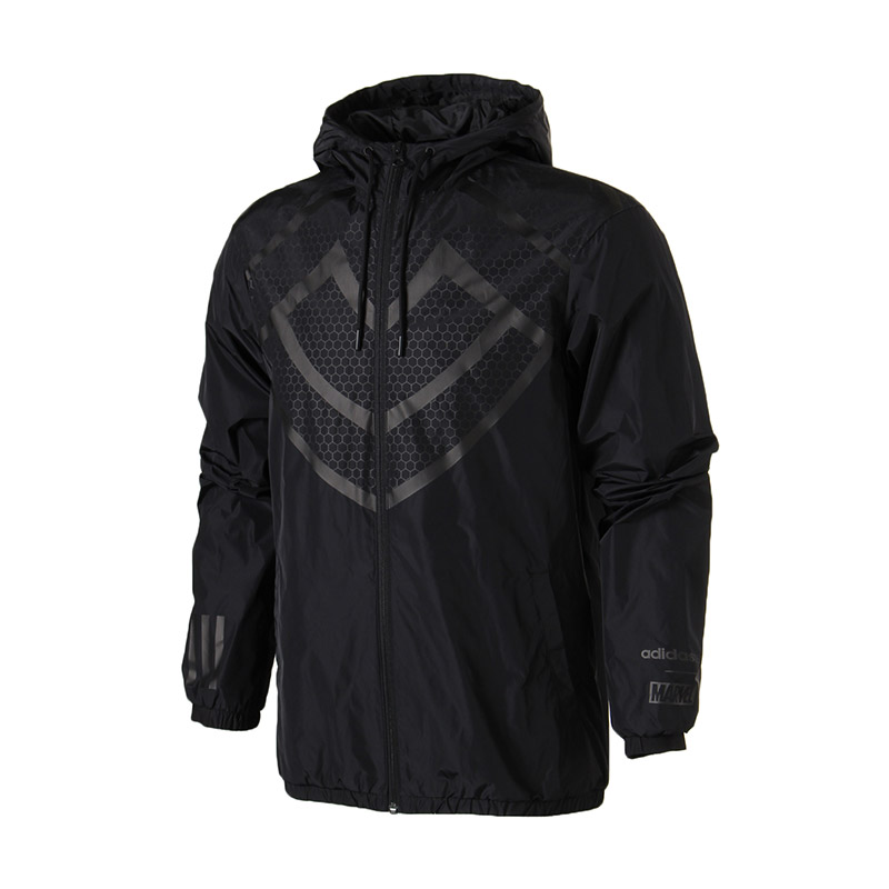 Adidas/阿迪达斯 NEO 男子运动服 秋季 运动休闲服连帽夹克防风外套 CV7003 CV7003黑色 2XL