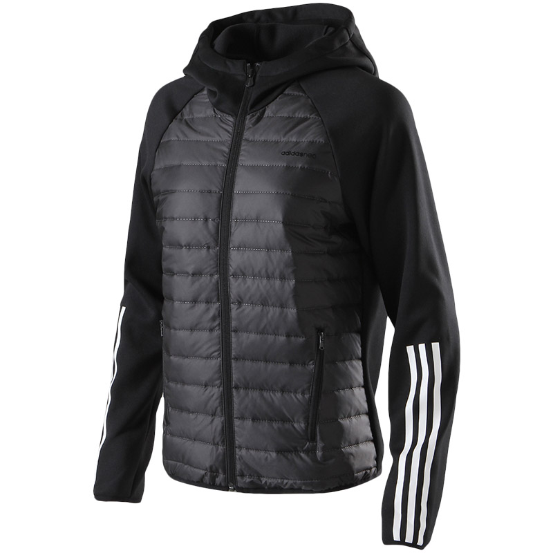 adidas阿迪达斯NEO女子夹克外套薄棉服休闲运动服 CZ1799 L 黑色