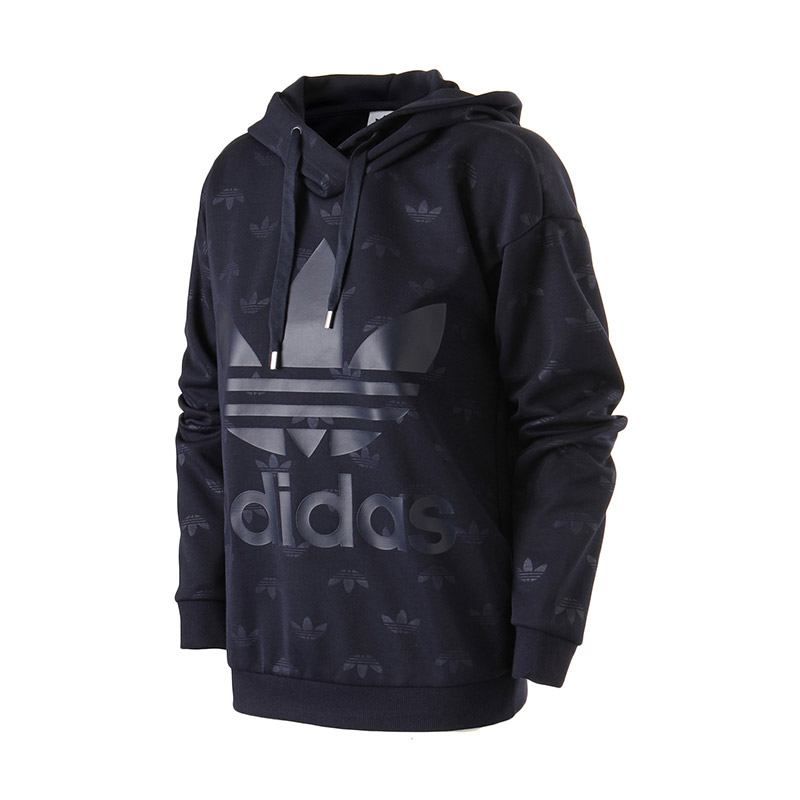 adidas阿迪达斯三叶草运动服大LOGO款女子长袖卫衣运动服CD6919 蓝色 30