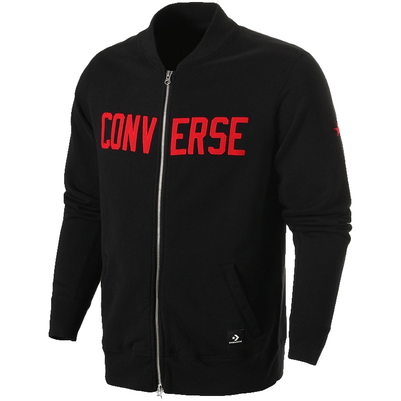 converse匡威男装卫衣针织拉链立领休闲夹克外套10007824. L 10007824-A01黑色