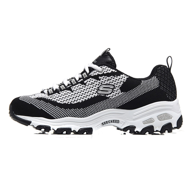 Skechers斯凯奇女休闲鞋D'lites熊猫鞋时尚运动鞋11955 11955/BKW黑色+白色