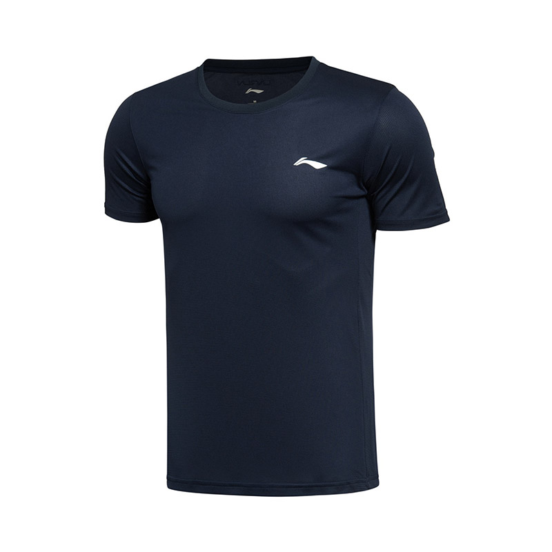 李宁男装跑步系列短袖运动T恤运动服ATSL053。 3XL ATSL053-5墨水蓝