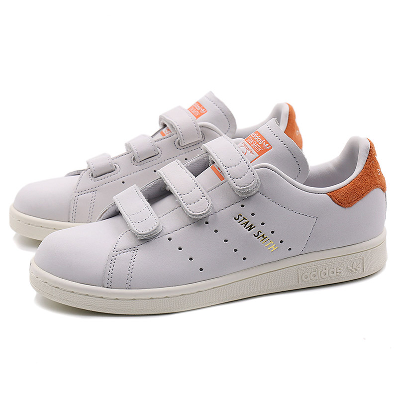 adidas阿迪达斯三叶草女子板鞋STAN SMITH运动鞋CQ2788 晶白+影迹橙