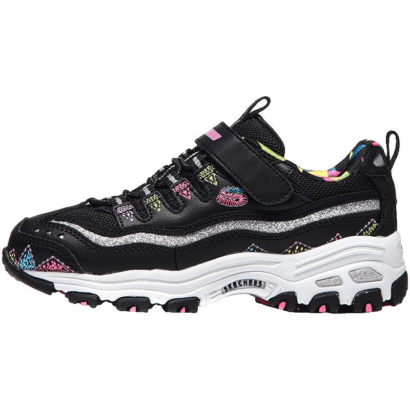 SKECHERS斯凯奇女小大童鞋熊猫鞋魔术贴运动休闲鞋80524L 80524L/BKMT黑色+彩色