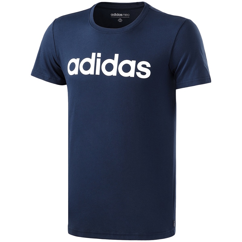 adidas阿迪达斯NEO男子短袖T恤休闲运动服DN2497 L DN2496学院藏青蓝+白