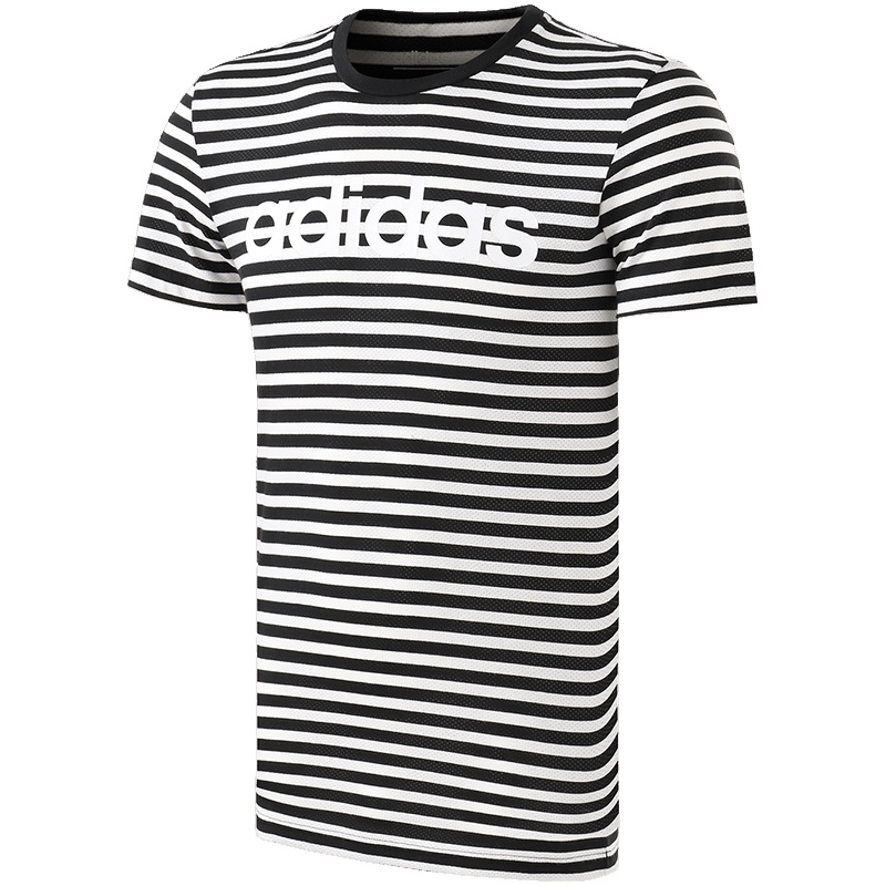 adidas阿迪达斯NEO男子短袖T恤海魂衫休闲运动服CV6965 XL CV6965黑+白