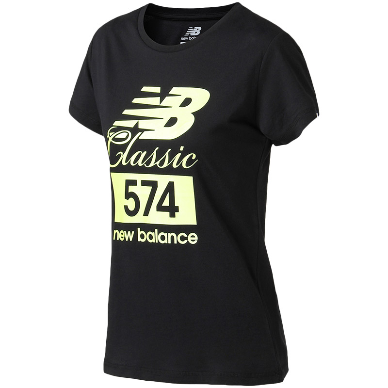 New Balance/NB女短袖T恤针织圆领运动上衣AWT81569 L AWT81569-BK黑色