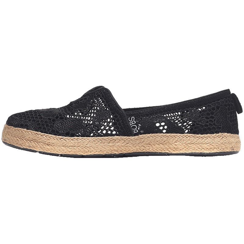 Skechers斯凯奇女休闲鞋夏BOB'S时尚套脚低帮镂空懒人鞋66666096 66666096/BBK全黑色