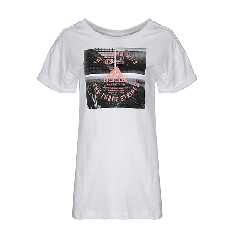 adidas阿迪达斯女子短袖T恤印花文化休闲运动服CV4579 S CV4579白