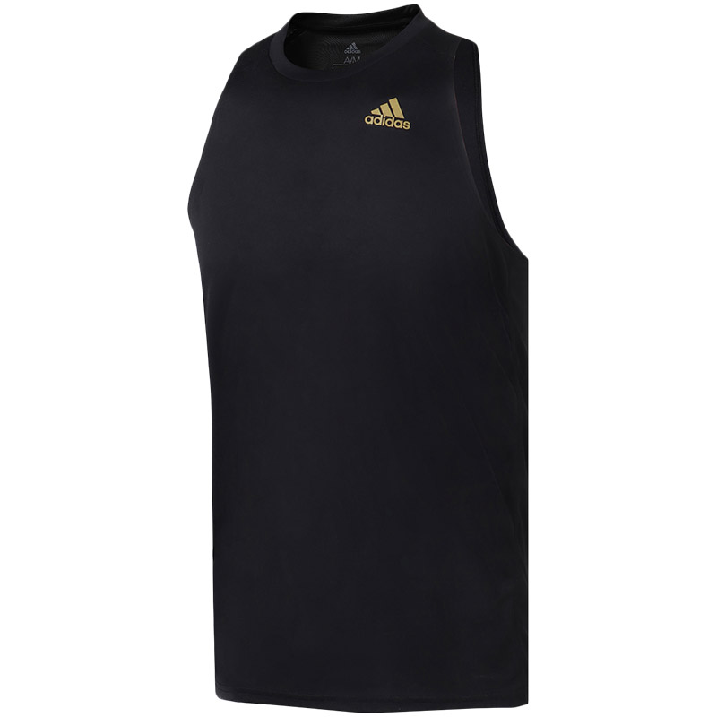 adidas阿迪达斯男子背心跑步训练透气运动服CE7278 L CE7278黑+金met.