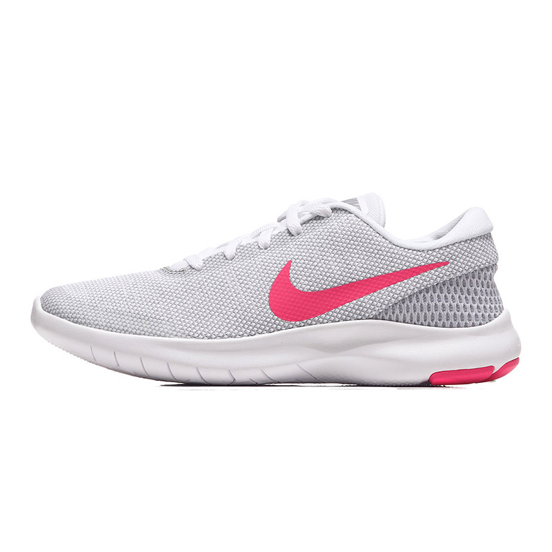 NIKE耐克女鞋跑步鞋FLEX低帮轻便透气运动鞋908996 908996-101白+透明粉+狼灰 35.5码