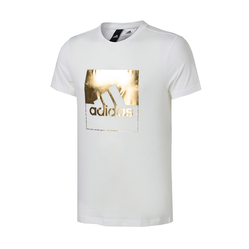 adidas阿迪达斯男子短袖T恤透气休闲运动服CX4992 L CX4992白+黑