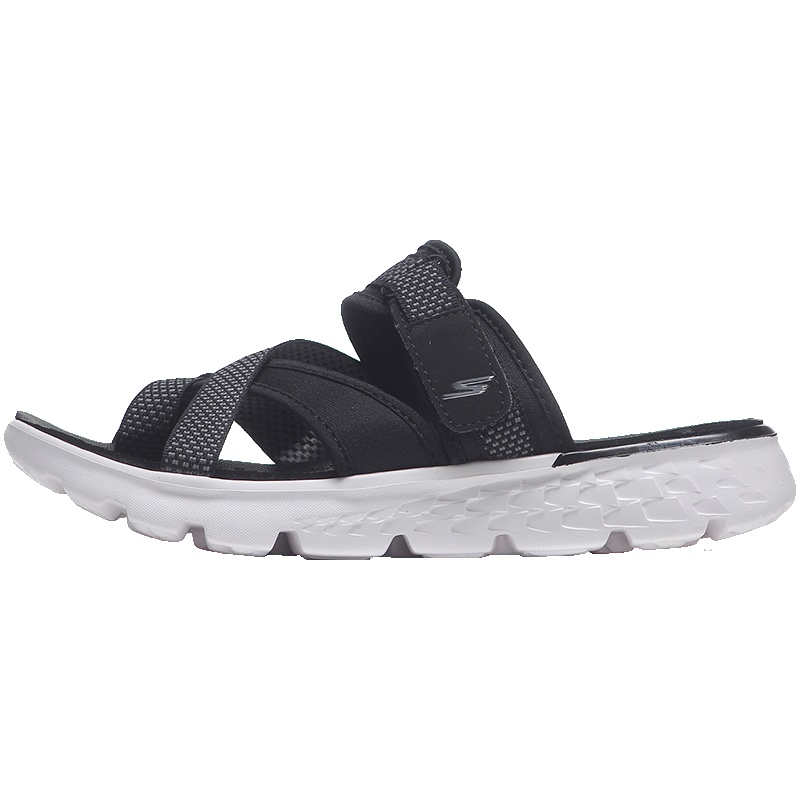 【自营】Skechers斯凯奇女鞋夏季透气轻便魔术贴夹趾拖鞋14670 14670/BKW